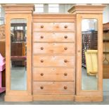 A VICTORIAN STRIPPED PINE WARDROBE, 204CM H, ETC