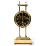 A LATE 19TH C BRASS GRAVITY DRIVEN TIMEPIECE, 26CM H