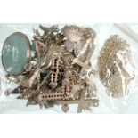 SILVER CROSSES, LEAF AND OTHER BROOCHES AND DOG CHARMS, ETC, 274G