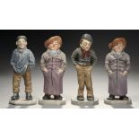 FOUR ROYAL WORCESTER MEN MENU HOLDERS MODELLED, BY JAMES HADLEY, 1874, comprising Tubby (2), Ruffian