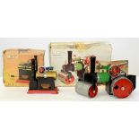 A MAMOD SPIRIT FIRED STEAM ROLLER, BOXED, A SIMILAR SMALLER MAMOD STATIONERY STEAM ENGINE, BOXED,