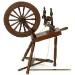 A VICTORIAN ASH SPINNING WHEEL, 19TH C, 93CM H