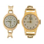 AN AVIA 9CT GOLD LADY'S WRISTWATCH, 12G AND A GOLD PLATED LADY'S WRISTWATCH