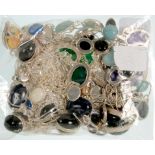 A QUANTITY OF SILVER CABOCHON SET NECKLACES AND EARRINGS, 156G