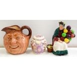 A ROYAL DOULTON JOHN BARLEYCORN CHARACTER JUG, 17CM H, A ROYAL DOULTON EARTHNWARE FIGURE OF THE