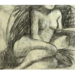 •†OLIVIA PALMER (20TH/21ST CENTURY), FEMALE NUDE, signed and dated 2004, black and white chalk, 57.5