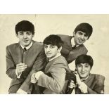 THE BEATLES - AUTOGRAPHED BLACK AND WHITE LARGE FORMAT PHOTOGRAPH SIGNED BY JOHN LENNON, PAUL