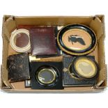 A QUANTITY OF 19TH AND EARLY 20TH C PAPIER MACHE AND OTHER MINIATURE FRAMES AND SEVERAL VICTORIAN