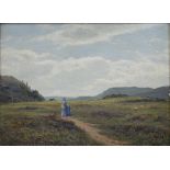 J. KNIGHT, NEAR LLYN ELAN, SIGNED AND INSCRIBED VERSO, OIL ON ARTIST'S BOARD, 29 X 40CM