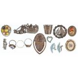 MISCELLANEOUS VINTAGE COSTUME JEWELLERY, INCLUDING SILVER, ETC