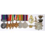 WORLD WAR II GROUP OF SEVEN, GENERAL SERVICE MEDAL, GVIR, ONE CLASP PALESTINE 3055027 PTE J MCGOVERN