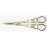 A PAIR OF VICTORIAN SILVER GRAPE SHEARS OF BEADED PATTERN, SHEFFIELD 1899, 3OZS 12DWTS