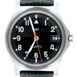 A CWC STAINLESS STEEL BRITISH MILITARY ISSUE QUARTZ WRISTWATCH, CASE BACK MARKED BROAD ARROW,