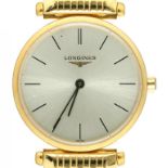 A LONGINES GOLD PLATED LA GRANDE CLASSIQUE LADY'S WRISTWATCH, MAKER'S BRACELET AND DEPLOYANT BUCKLE,