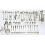 MISCELLANEOUS SILVER FLATWARE, INCLUDING SEVERAL SETS OF COFFEE SPOONS, ETC, VARIOUS MAKERS AND