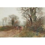 HENRY CHARLES FOX, RBA (1860-1929) DRIVING CATTLE ON A WET DAY signed an dated 1907 watercolour,