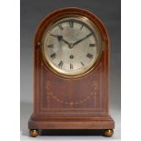 AN ENGLISH MAHOGANY AND INLAID FUSEE TIMEPIECE, S SMITH & SON LTD TRAFALGAR SQUARE WC, 19TH C with