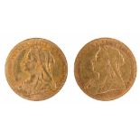 GOLD COINS. SOVEREIGN 1899 & 1900 first with obverse tooling, VF (2)++++