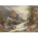 JAMES STEPHEN GRESLEY (1829-1908) A MOUNTAIN STREAM signed, watercolour, 27.5 x 38cm ++Slightly