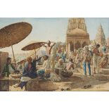 †HERBERT ARNOULD OLIVIER, RBA, RI, RP (1861-1952) AT VARANASI ON THE RIVER GANGES, INDIA signed,