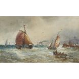 FOLLOWER OF THOMAS BUSH HARDY THE FISHING FLEET; HAULING IN THE NETS a pair, watercolour, 13 x