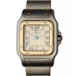 A CARTIER BI-METAL QUARTZ GENTLEMAN'S WRISTWATCH SANTOS No187901/11678, maker's bracelet and