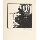 †CYRIL SAUNDERS SPACKMAN, RBA (1887-1963) EARLY MORN; THE SCOUT woodcuts, both signed by the