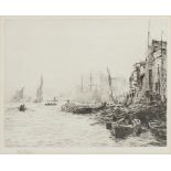 WILLIAM LIONEL WYLLIE, RA, RBA, RE (1851-1931) OLD LIMEHOUSE etching with margins, signed by the