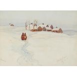 †JULIUS MAXIMILIAN DELBOS (1879-1970) SUNSET signed, dated 1912 and inscribed Russia, watercolour,