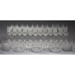 AN EDWARD VII CUT GLASS TABLE SERVICE, C EARLY 20TH C finger bowls 13cm diam (57)++One port glass