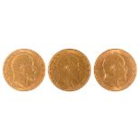 GOLD COINS. 1908, 1909 & 1910 EF (3)++++