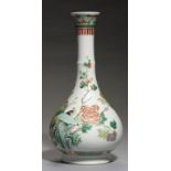 A CHINESE FAMILLE VERTE BOTTLE SHAPED VASE, KANGXI MARK, 19TH/20TH C 29cm h++Pinhead sized glaze