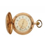 A SWISS 14CT GOLD KEYLESS LEVER HUNTING CASED WATCH, EARLY 20TH C with gold filigree hands, base