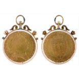 GOLD COIN. GUINEA 1790 mounted in a gold pendant, glazed both sides, 11.6g, F ++++