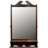 A MAHOGANY DRESSING MIRROR WITH SHELF, 48CM W