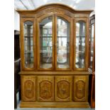 A GLAZED WALNUT DISPLAY CABINET, 210 X 150CM