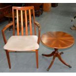 A G-PLAN TEAK 1970'S ELBOW CHAIR AND AN OCCASIONAL TABLE