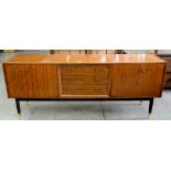 A 1960'S TEAK SIDEBOARD, 193CM W AND A SIMILAR DROP LEAF TABLE