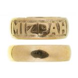 TWO 9CT GOLD RINGS. ONE A MIZPAH RING, LONDON, THE OTHER A PLAIN BAND, MAKERS MARK LW&G, LONDON