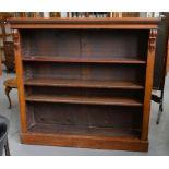 A VICTORIAN MAHOGANY OPEN BOOKCASE WITH ADJUSTABLE SHELVES, 122CM W