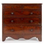 A MINIATURE VICTORIAN MAHOGANY CHEST OF DRAWERS, 38CM H