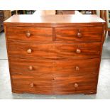 A VICTORIAN MAHOGANY BOW FRONTED CHEST OF DRAWERS, 90 X 108 X 53CM