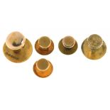 FIVE DRESS STUDS IN GOLD, FOUR MARKED 15CT, THE OTHER UNMARKED, 6.2G