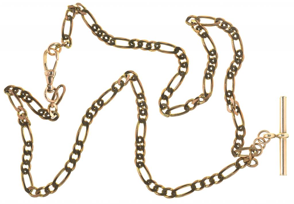 A GOLD T-BAR NECKLACE, MARKED 9CT, 48CM L, 9G