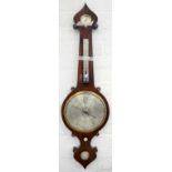 A VICTORIAN ROSEWOOD BAROMETER WITH SILVERED DIAL, 107CM H