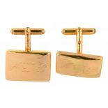 A PAIR OF GOLD CUFFLINKS, MARKED 9CT, ENGRAVED INITIALS ADB, 6.3G