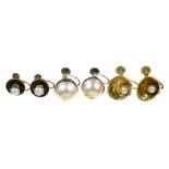 THREE PAIRS OF GEM SET EARRINGS IN GOLD, MARKED 9CT, 11.5G