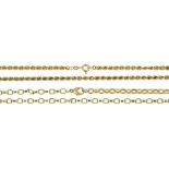 TWO GOLD CHAINS, MARKED 9CT, L 60 AND 46 CM, 22.7G