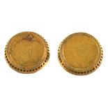 A PAIR OF VICTORIAN GOLD DRESS STUDS, C1900, MARKED 15CT, D 18MM, 6.3G