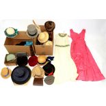 A LARGE QUANTITY OF VINTAGE HATS AND CLOTHING